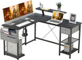 L Shaped Computer Desk with Drawer and Storage Shelves Z457792