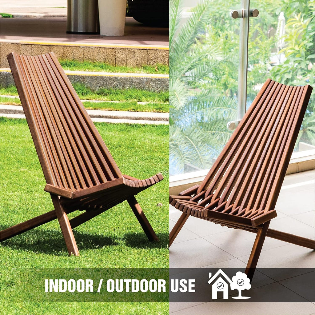Folding Acacia Wood Outdoor Lounge Chair N414428