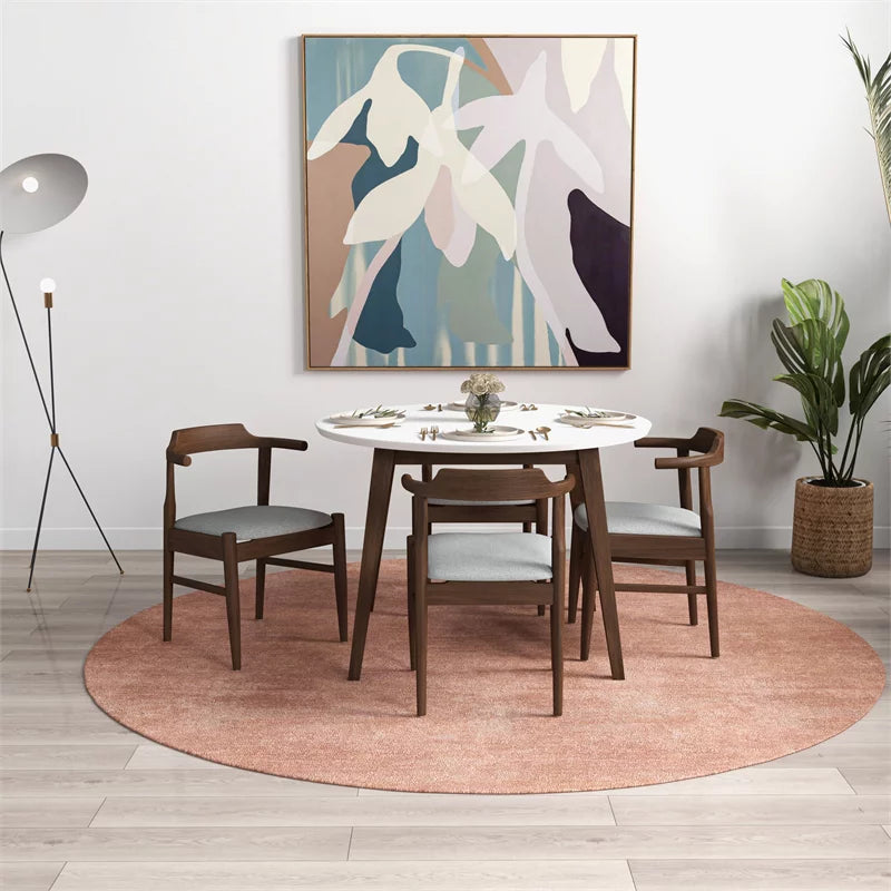 White Solid Wood Dining Table and Chairs for 4 U598799