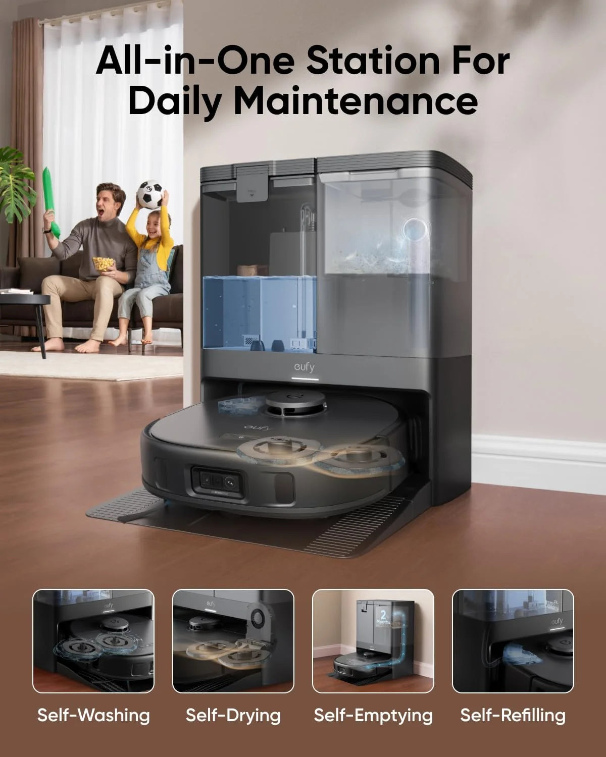 Robot Vacuum and Mop with 8,000 Pa Suction, Dual Mops with 12 mm Auto-Lift, AI Obstacle Avoidance V80170