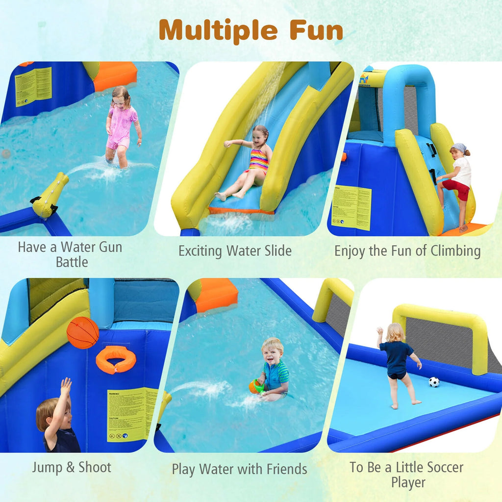 Inflatable Water Slide Bounce House Splash Pool with Blower G3857