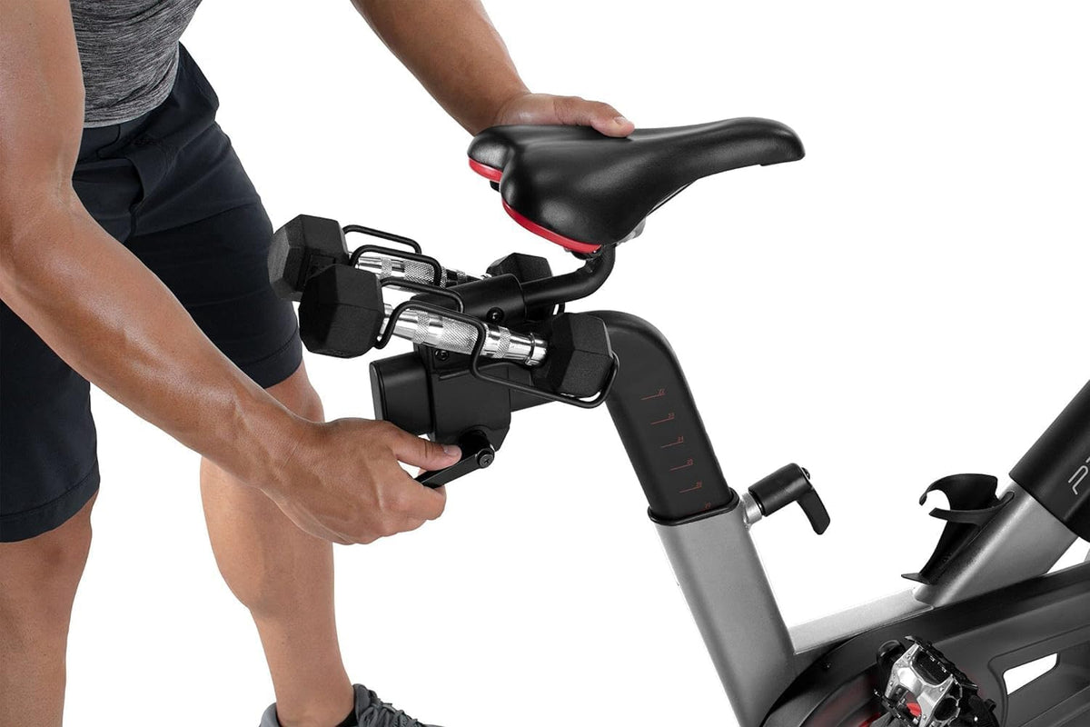 22” HD Touchscreen Exercise Bike with 24 resistance levels, Two 3 lb dumbbells, Black U329128
