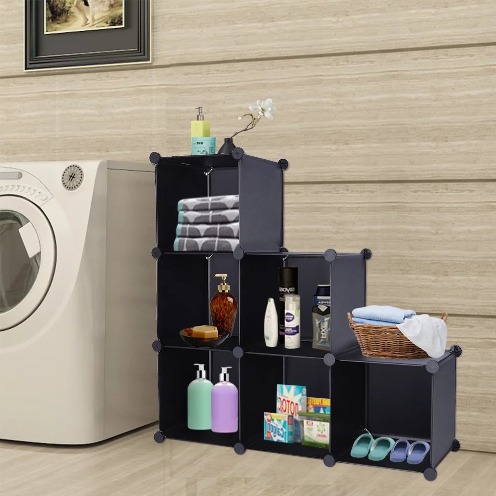Black 6 Cube Storage Shelves E589817