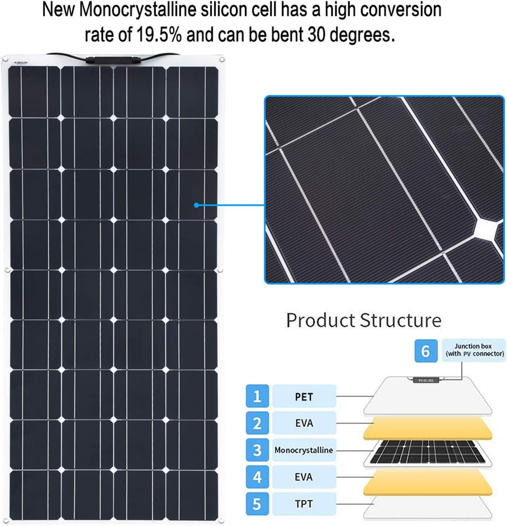 100W Flexible Solar Panel 12V System Kit with 10A Charge Controller B323