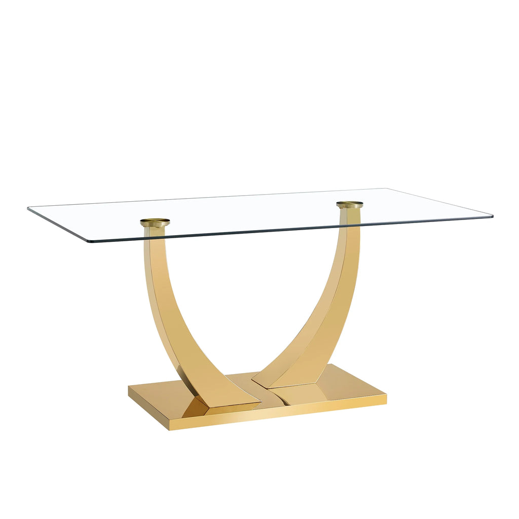 Glass Dining Table with Metal Legs J912