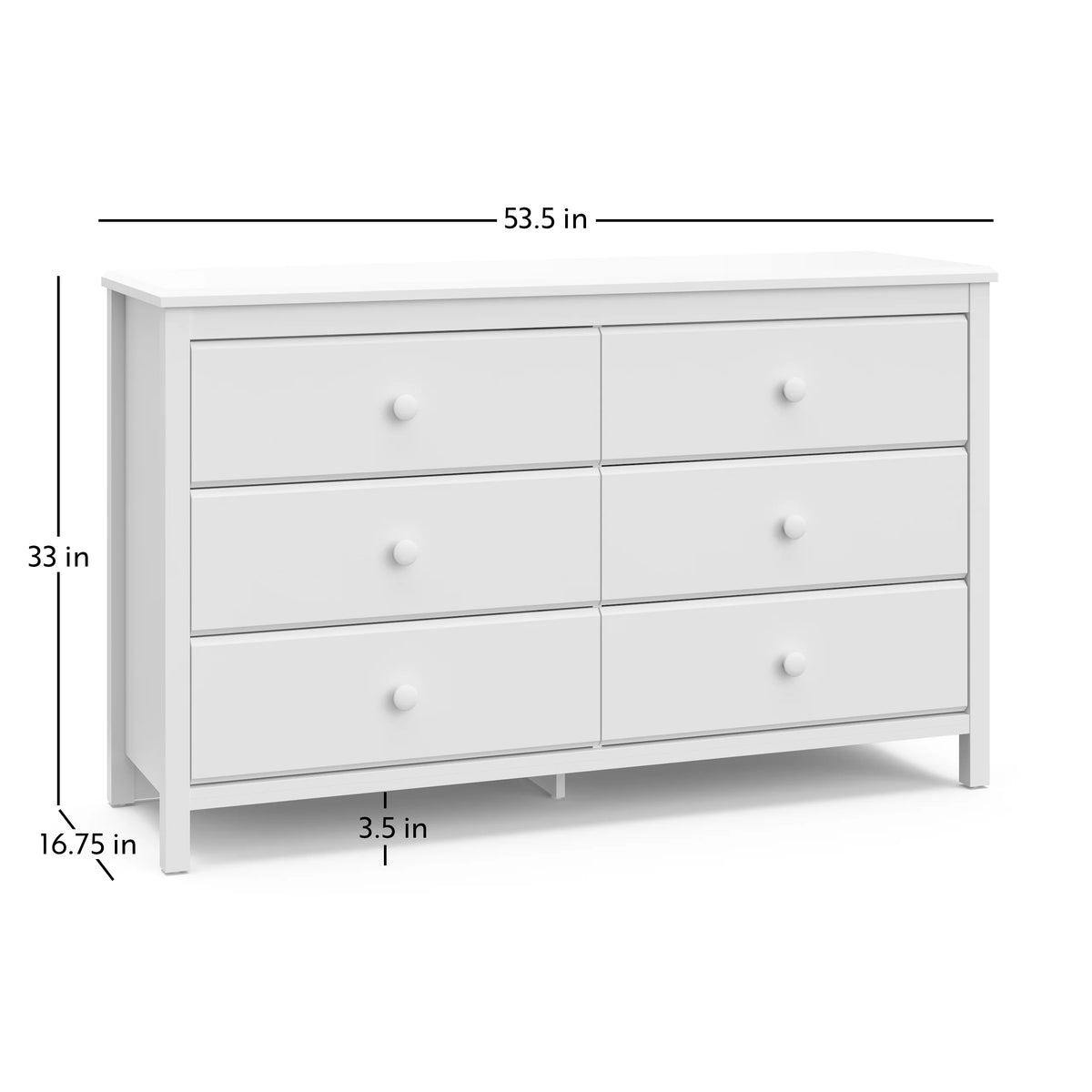 White 6 Drawer Kids Double Dresser G327692