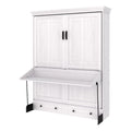 Queen Solid Wood Murphy Wall Desk Bed in White D538353