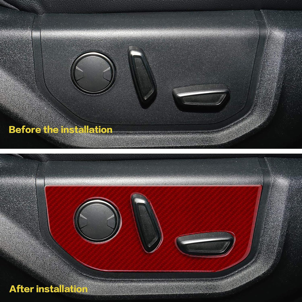 Carbon Fiber Seat Adjustment Button Frame Trim Cover Red 2PCS X18900