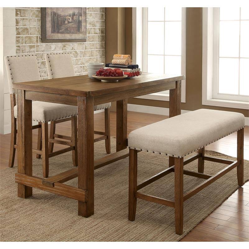 Beige Counter Height Dining Bench F4957