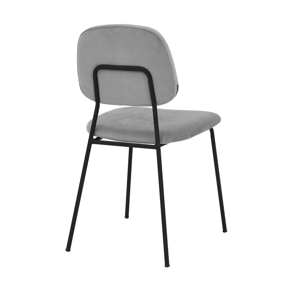 Gray Velvet Metal Dining Chair Set of 2 Y858