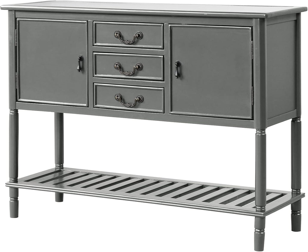 Navy Blue Solid Wood Console Table with 3 Drawers, 2 Cabinet, 1 Shelf U887