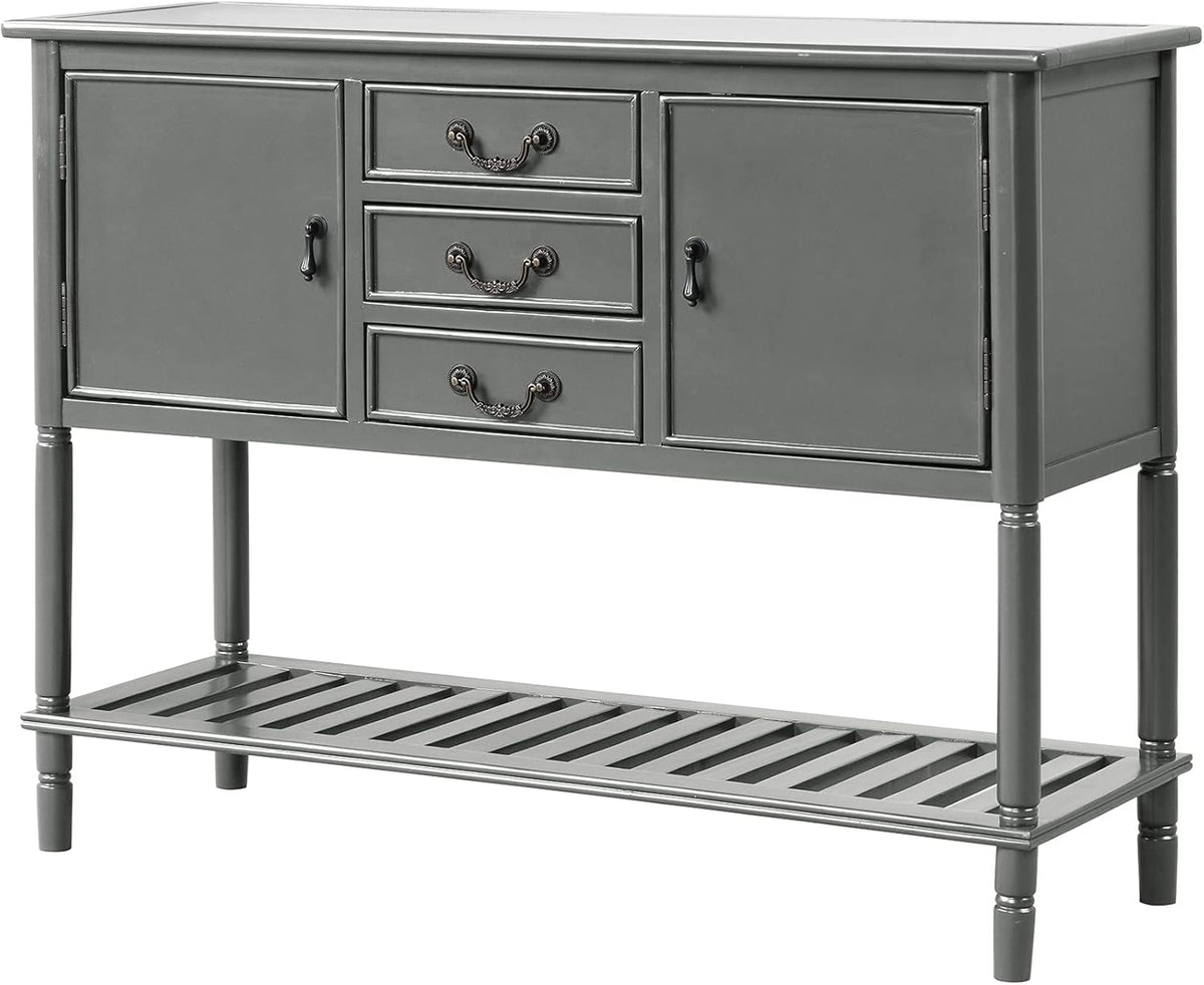 Navy Blue Solid Wood Console Table with 3 Drawers, 2 Cabinet, 1 Shelf U887