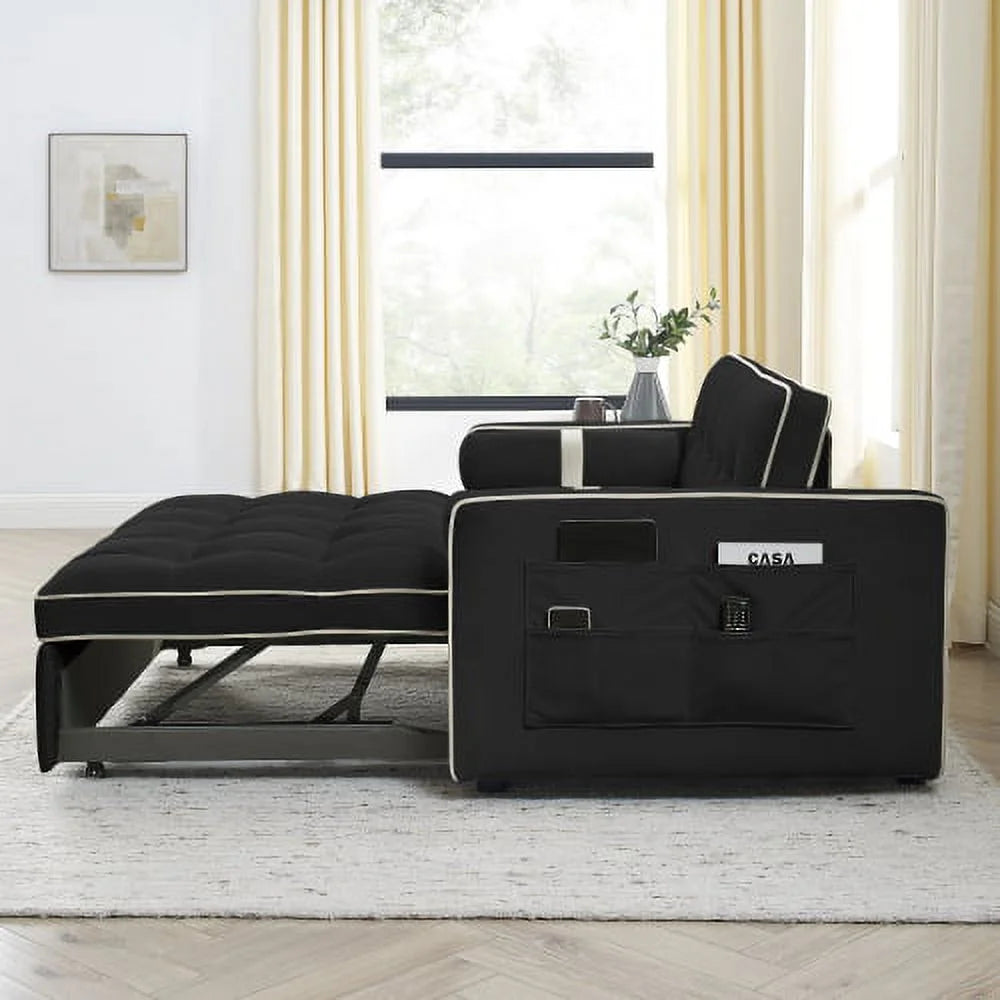 55.5" Pull Out Sleep Sofa Bed 2 Seater Sofa Couch J7332