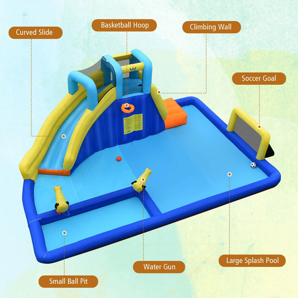 Inflatable Water Slide Bounce House Splash Pool with Blower G3857