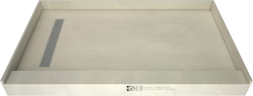 48" D x 72" W Shower Pan with Polished Chrome Trench D972
