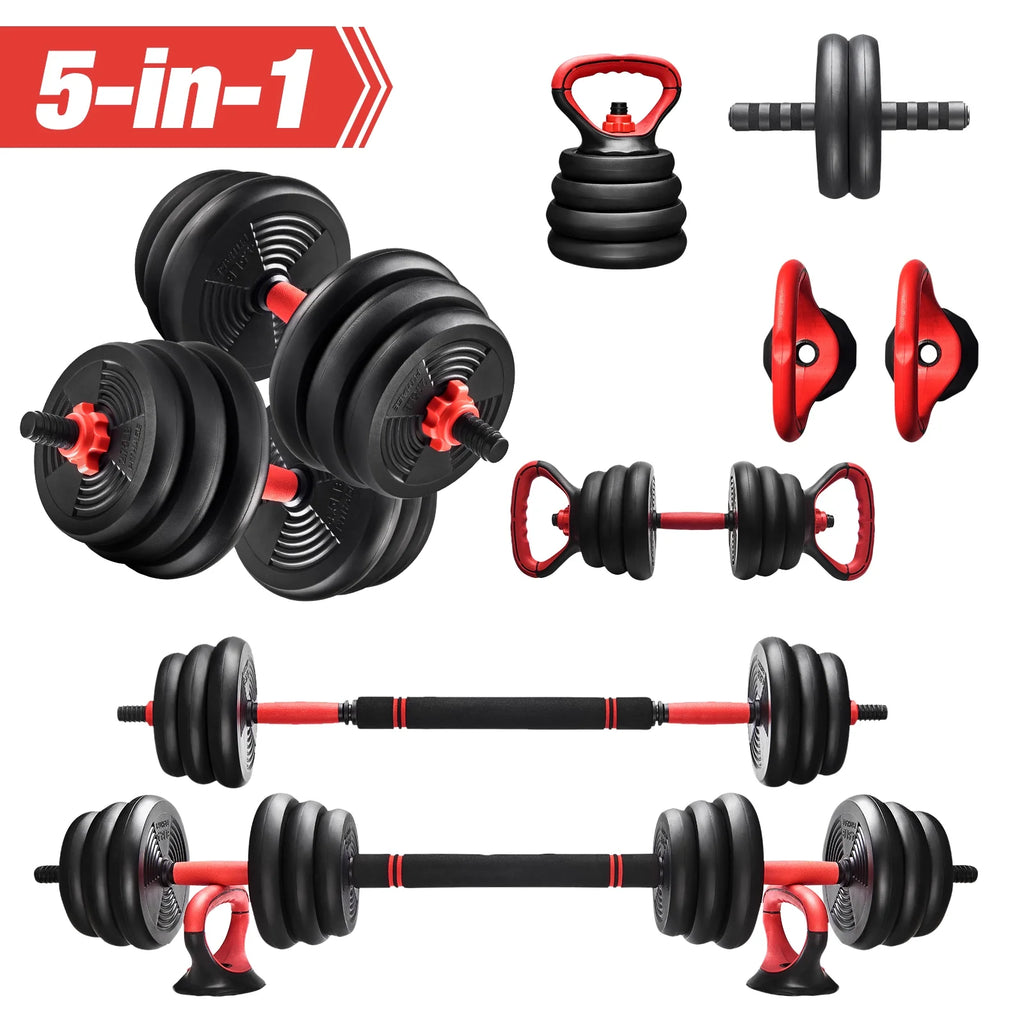 5 in 1 Adjustable Dumbbell Barbell Kettlebell Set 40LB P3180