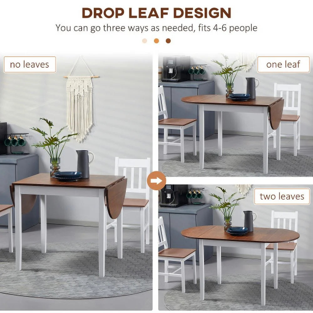 Brown Drop Leaf Solid Wood Dining Table B335036