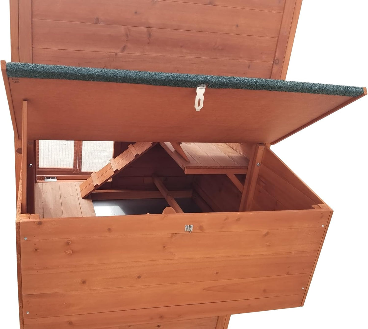 90.6" Wood Chicken Coop Hen House Nesting Box Run Cleaning Tray Z4232