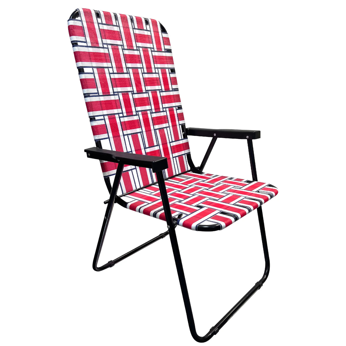 Portable High Back Outdoor Webbed Chair 1 Pack Red/Blue Stripes W384