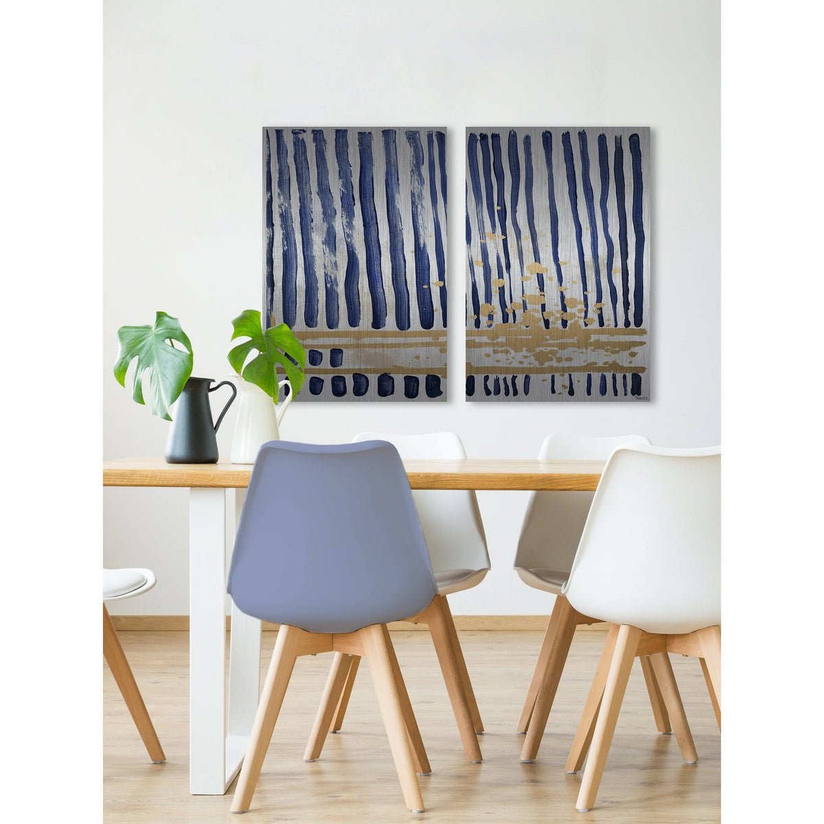 Blue Verticals Diptych - 48 x 36 Z3792