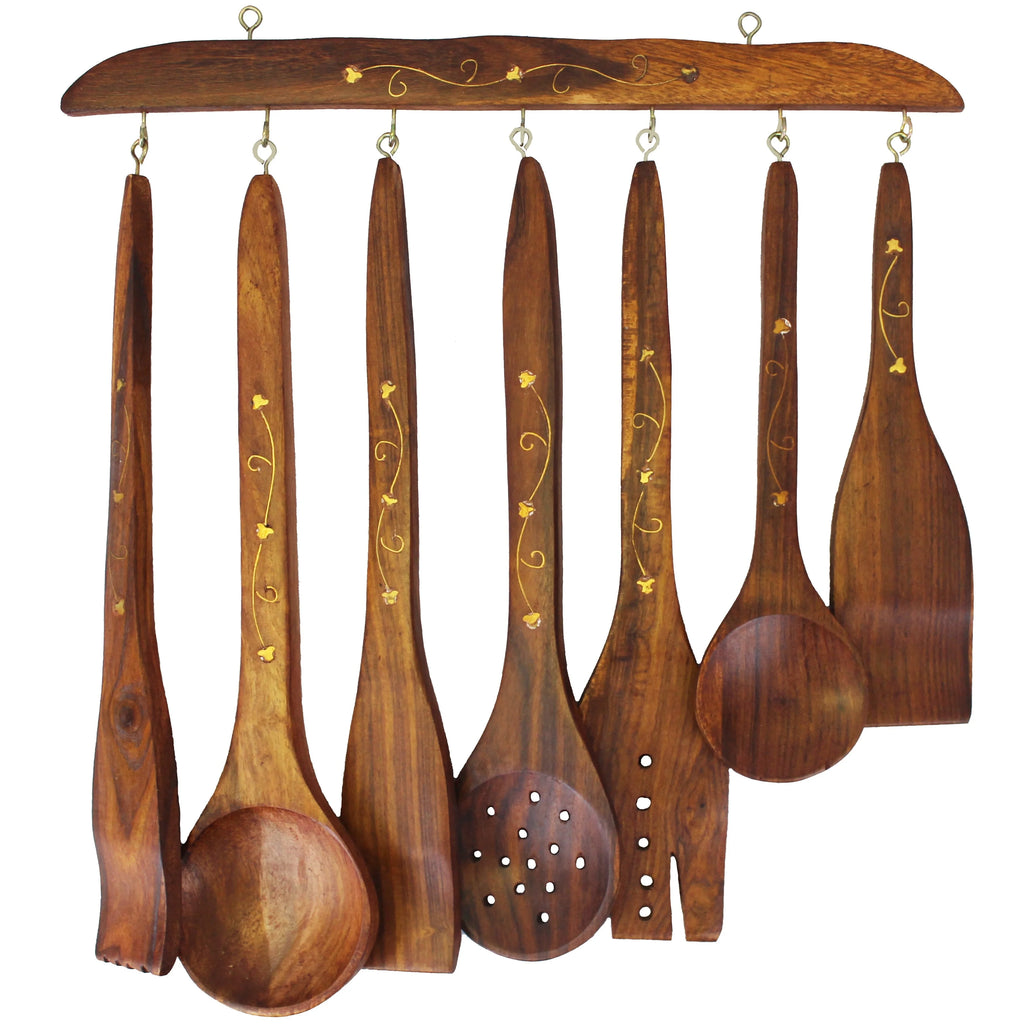 Handcarved Decorative Wooden Kitchen Spoon Set Z93603