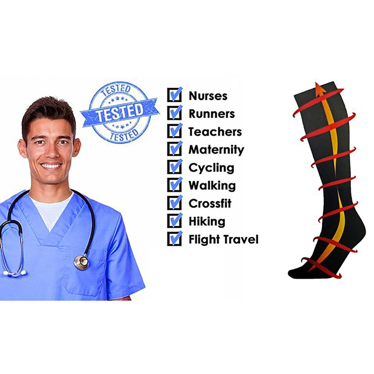 6-Pair Knee High Sport Compression Socks N8691