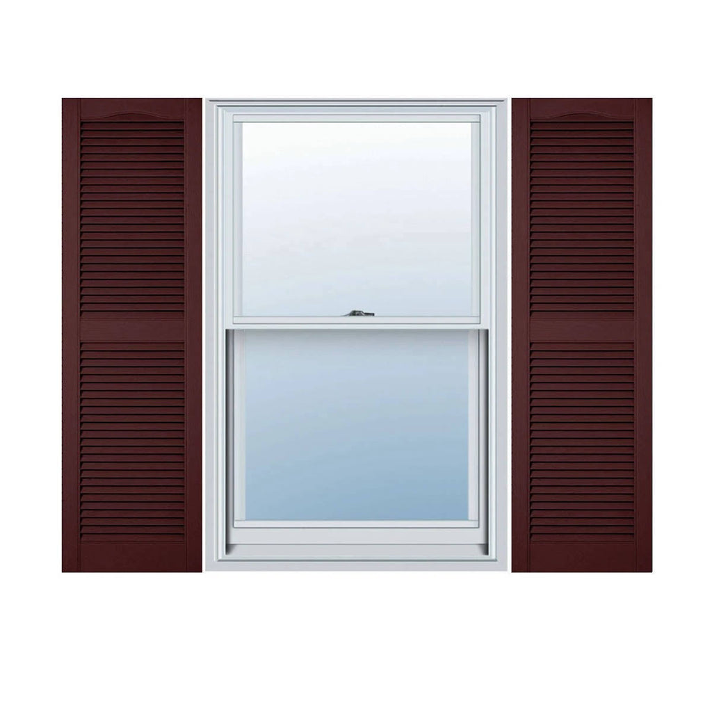 Lifetime Vinyl Cathedral Top Center Mullion with Open Louver Shutters 14 1/2x22W x 60x22H C7280