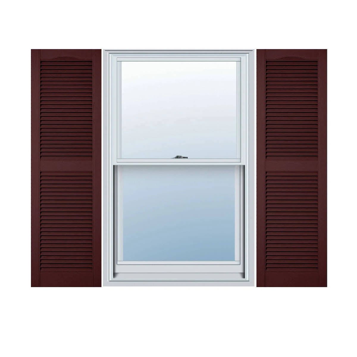 Lifetime Vinyl Cathedral Top Center Mullion with Open Louver Shutters 14 1/2x22W x 60x22H C7280
