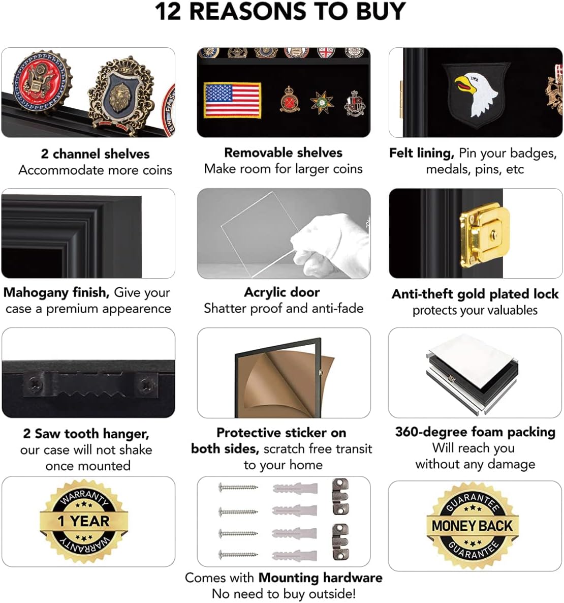 Black Shadow Box with Removable Shelves and Pinnable Background I2629