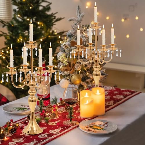 20" Tall 5 Arm Crystal Candelabra Candle Holder (Black) Z516