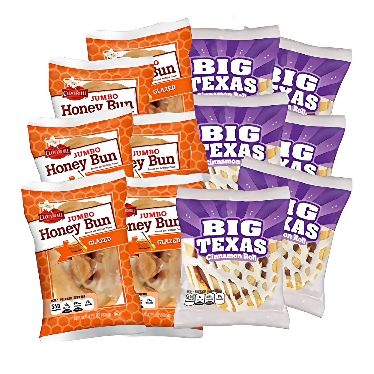 12 Pack Jumbo Glazed Honey Bun & Cinnamon Roll Combo M24410