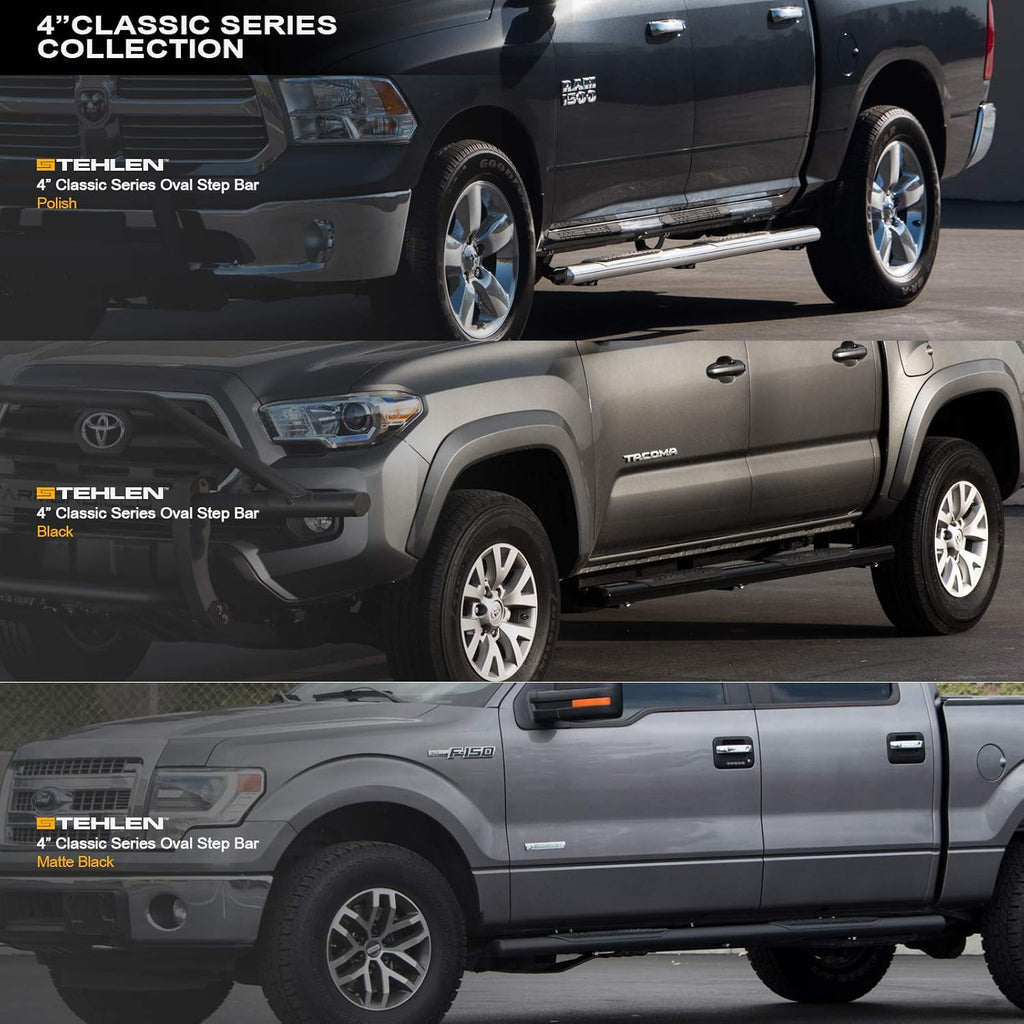 4 Oval Side Step Nerf Bars Matte Black I7513