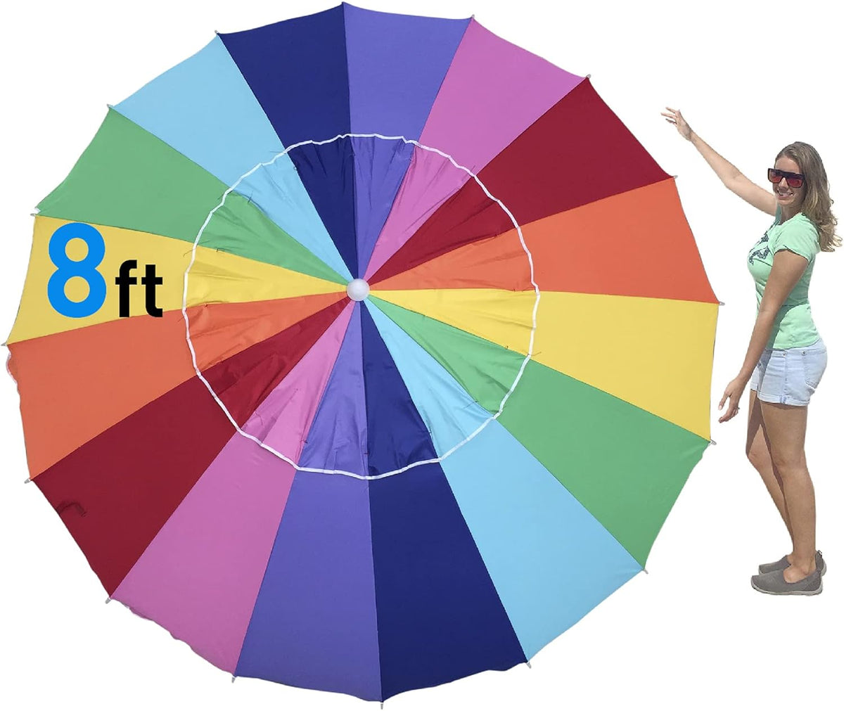 8 Foot Heavy Duty High Wind Beach Umbrella with Sand Anchor & Carrying Bag U968