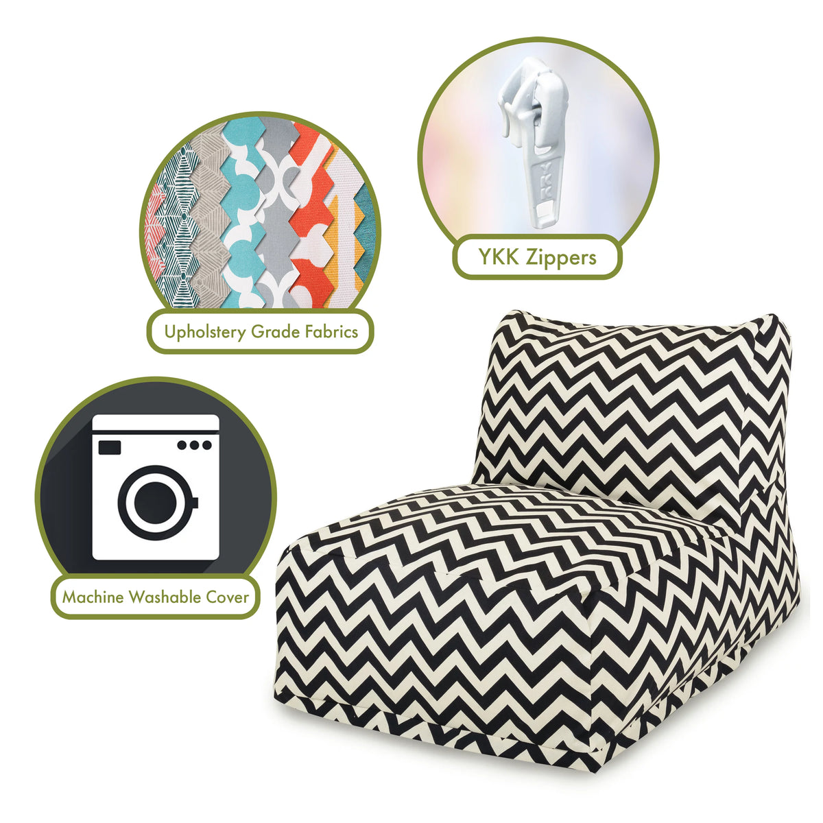 Black Chevron Chair Lounger Bean Bag Q14489