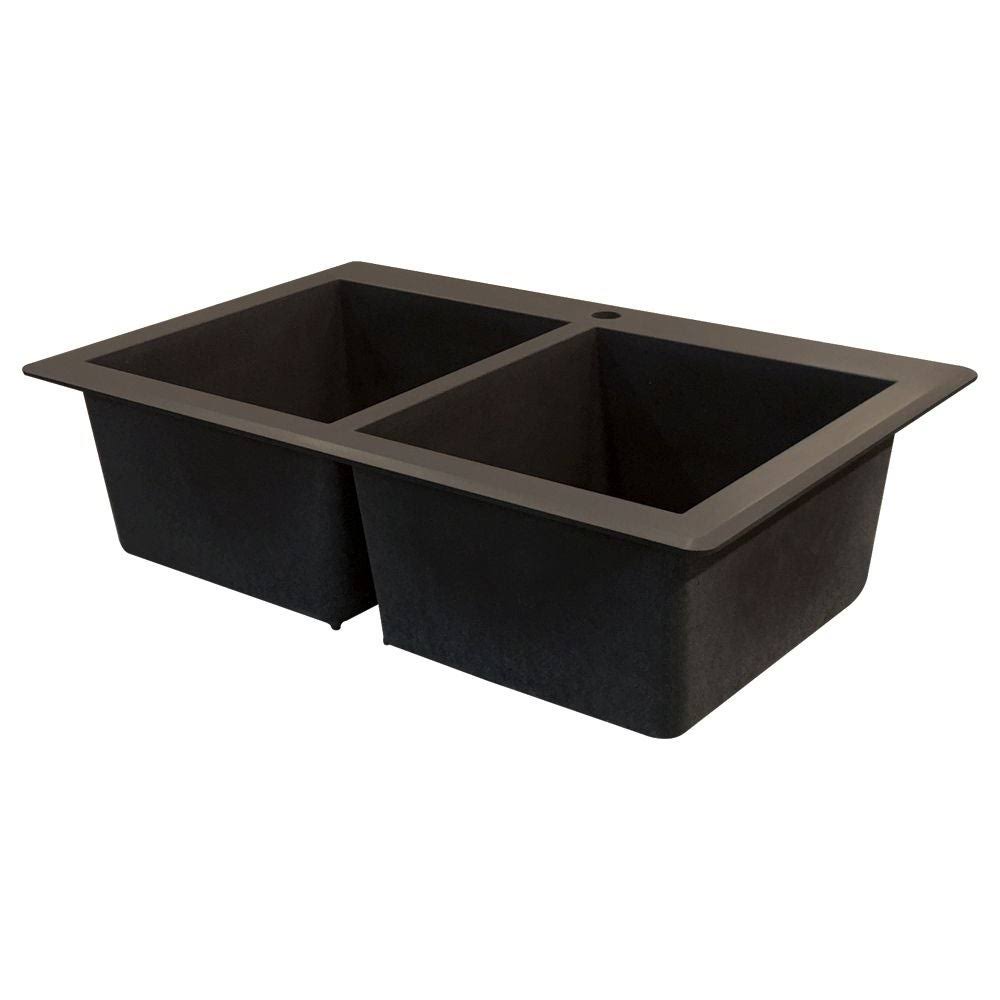 Cafe Latte Double-Basin Granite Drop-in Kitchen Sink Z18298