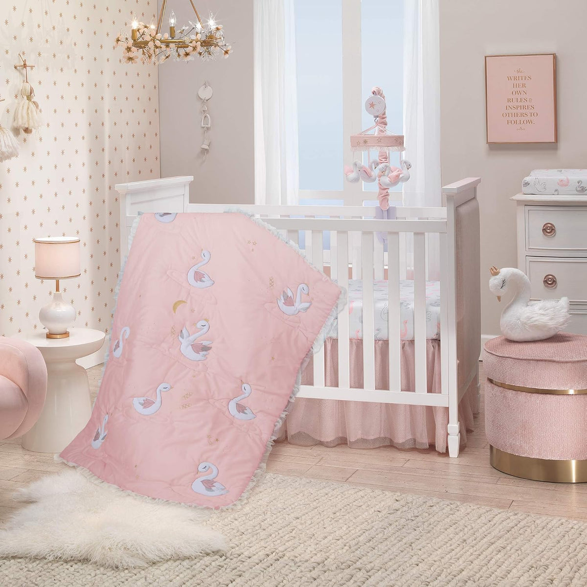 Pink/White Musical Baby Crib Mobile Y171994