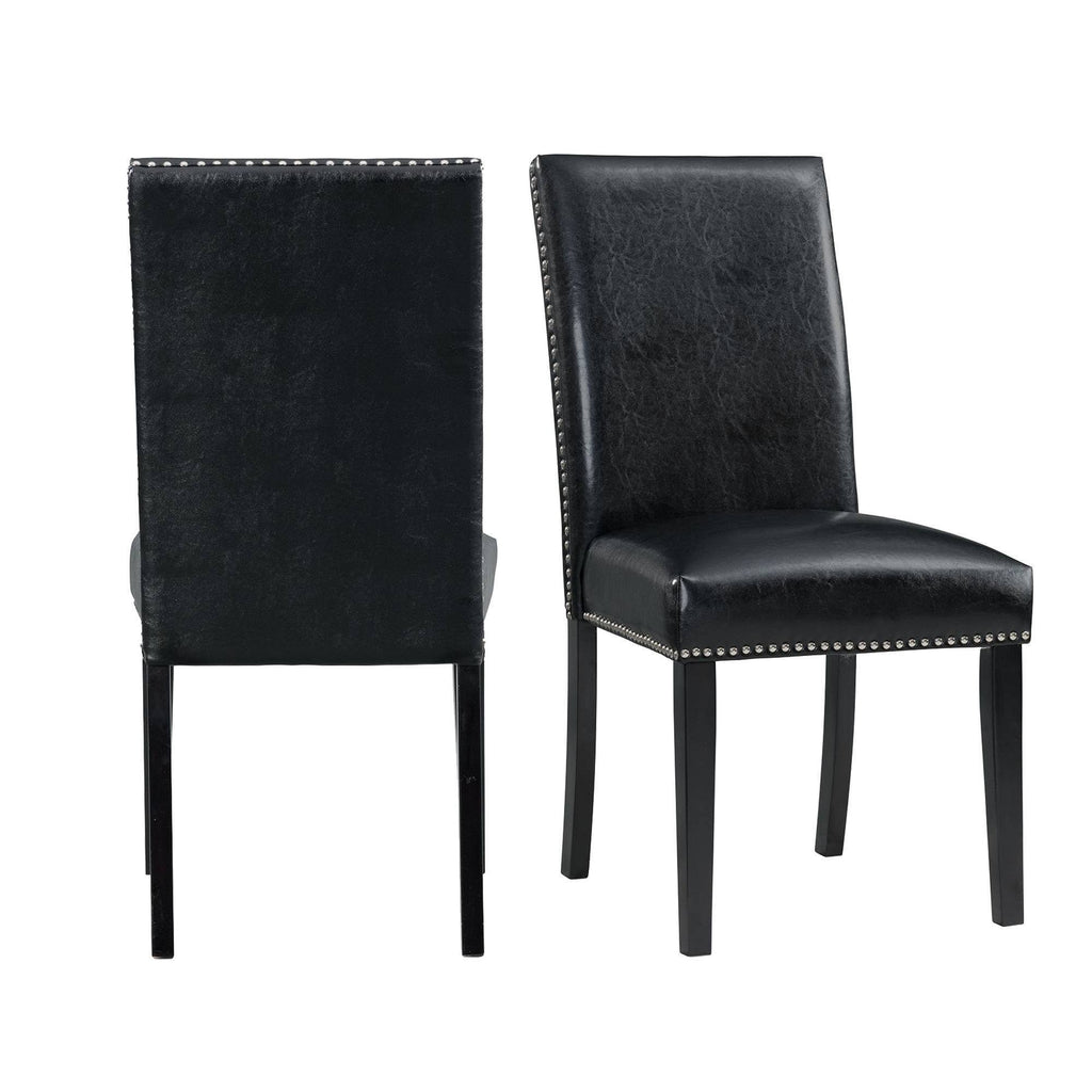 Black Faux Leather Side Chair Set V884