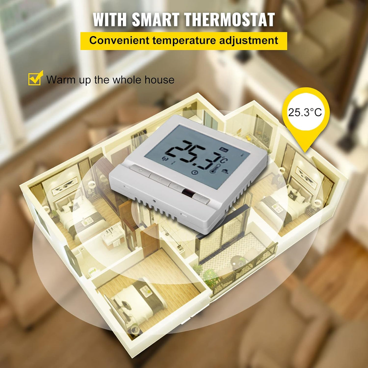 32 Square Feet Floor Heating Cable with Temperature Control Panel X423