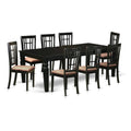 9 Pc Black Dining Room Set with Dining Table and 8 Linen Dining Chairs S251211