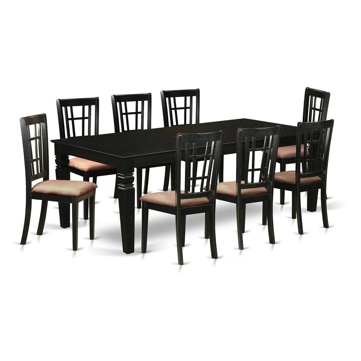 9 Pc Black Dining Room Set with Dining Table and 8 Linen Dining Chairs S251211