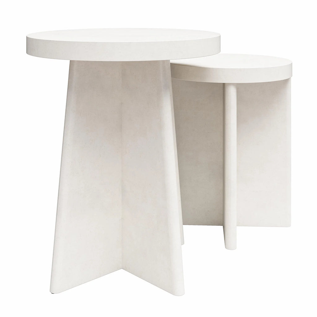 Round End Tables, Set of 2, Plaster Y514