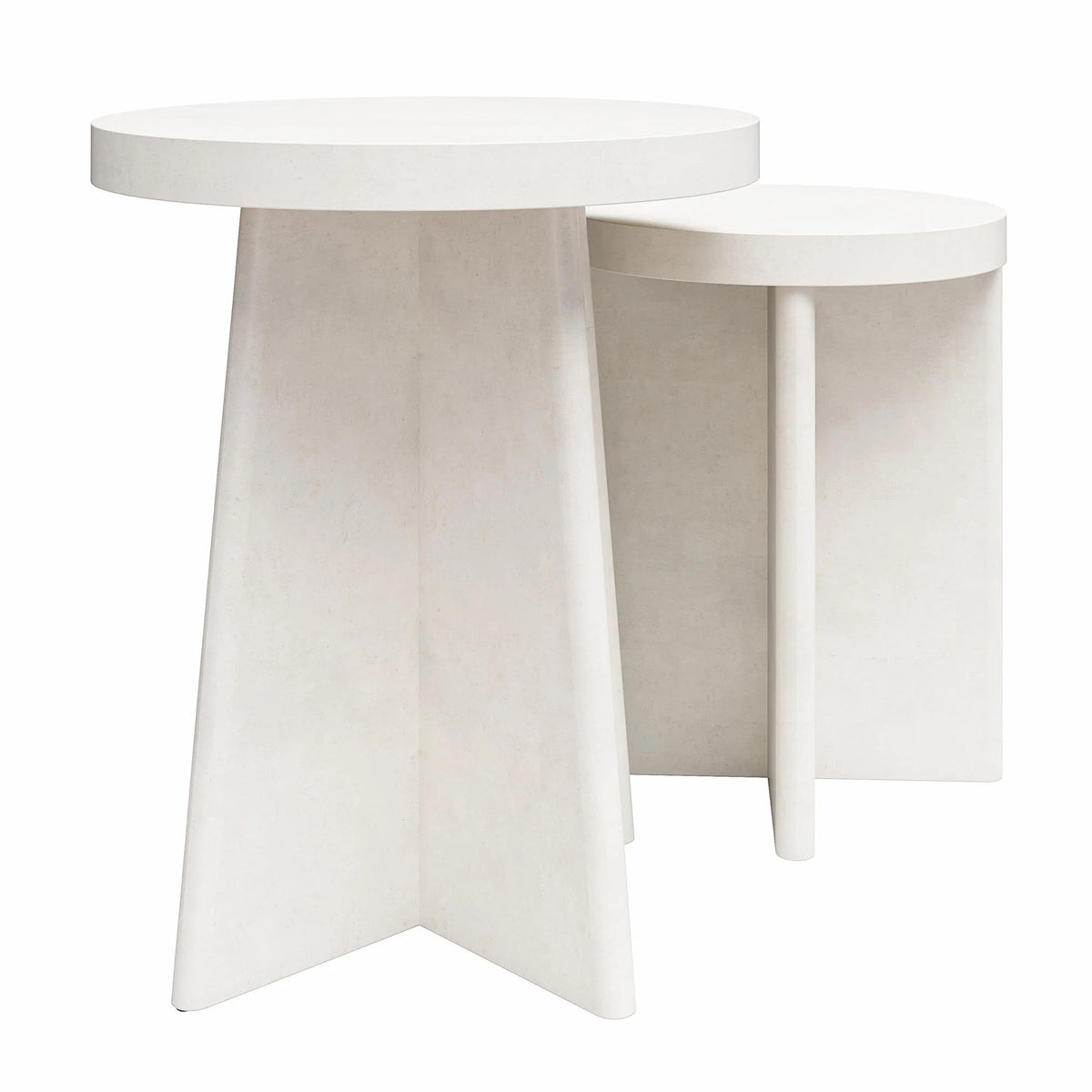 Round End Tables, Set of 2, Plaster Y514