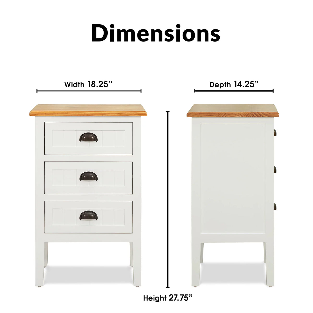 White 3 Drawer Solid Wood End Table I116