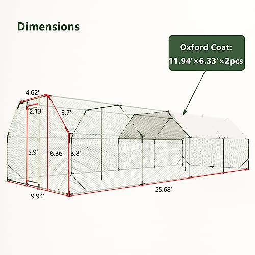 Large Metal Chicken Coop Run with Cover E2114