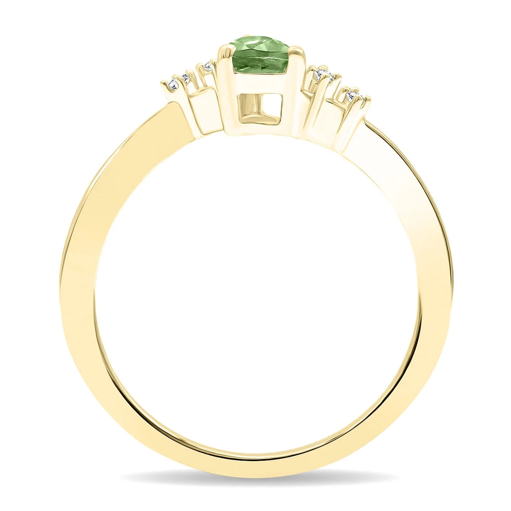 Green Amethyst and Diamond Wave Ring in 10K Yellow Gold S612685