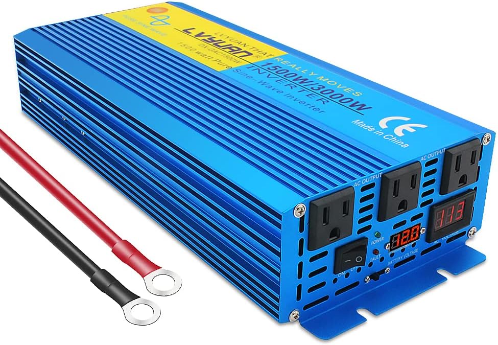 Pure Sine Wave Power Inverter 4000W 12V to 110V DC to AC with LED Display Remote Controller N330