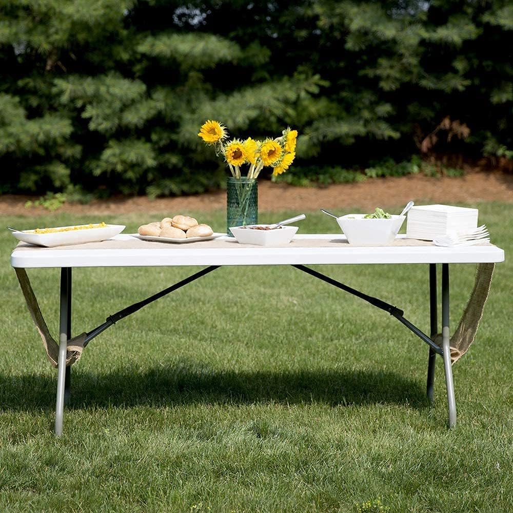 White 4ft Folding Plastic Dining Table with Handle V58075