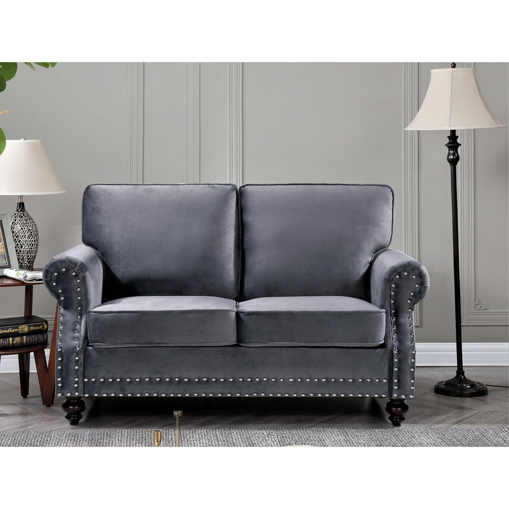 Dark Blue Velvet Loveseat U52730