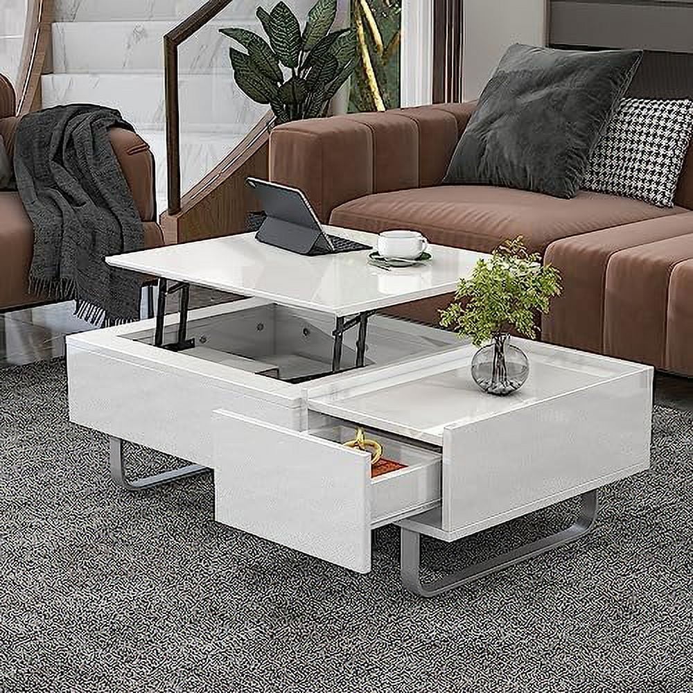 45.3 Inch Lift Top Coffee Table with Hidden Compartment and Drawer W7057