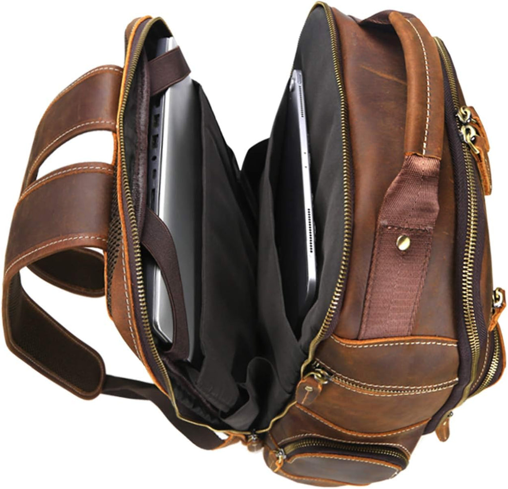 Men's Full Grain Leather Laptop Backpack D694284